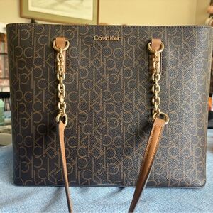 Calvin Klein Black and Brown Monogram Tote